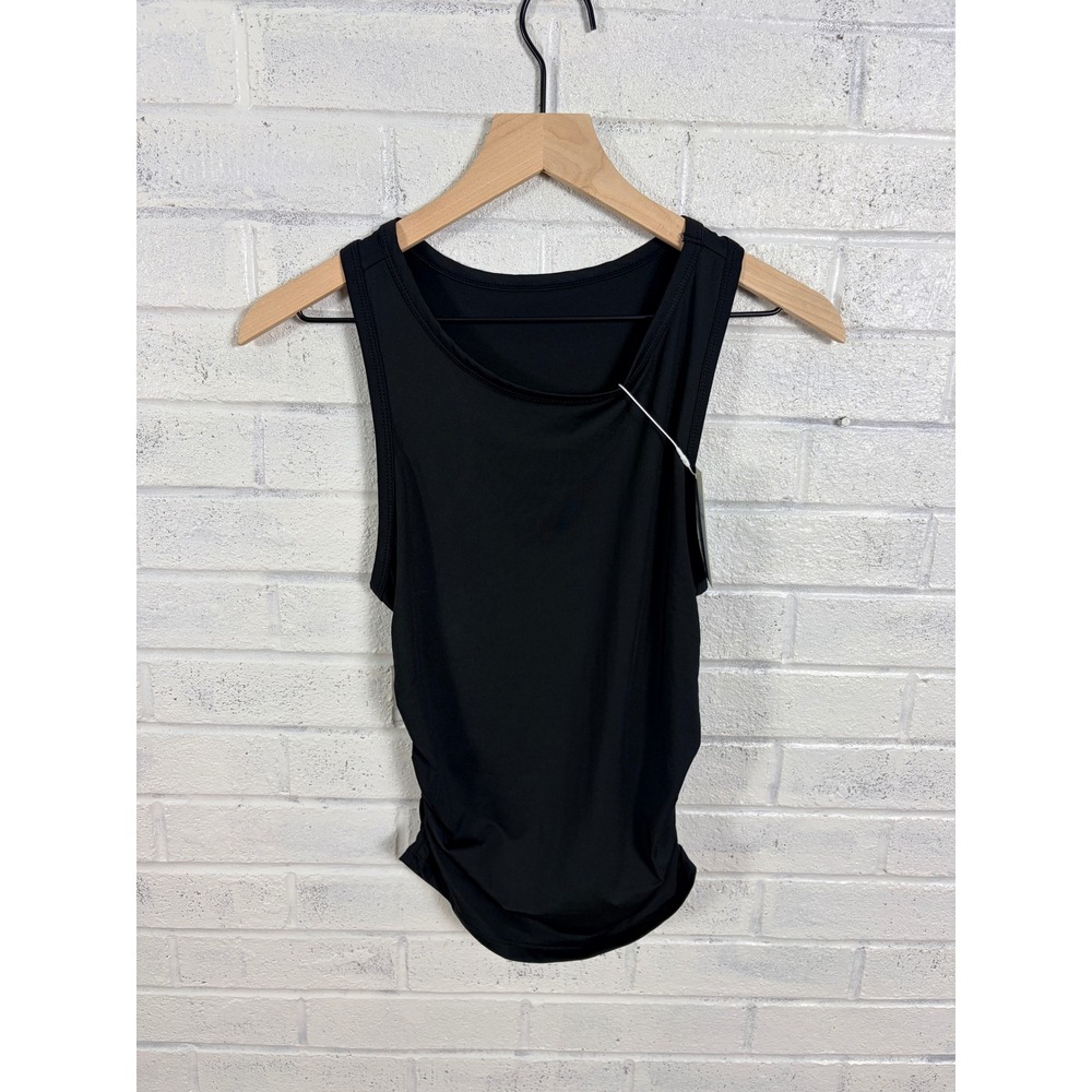 Halara Tank Top Womens S Black Ruched Side Sleeveless Athletic Activewear